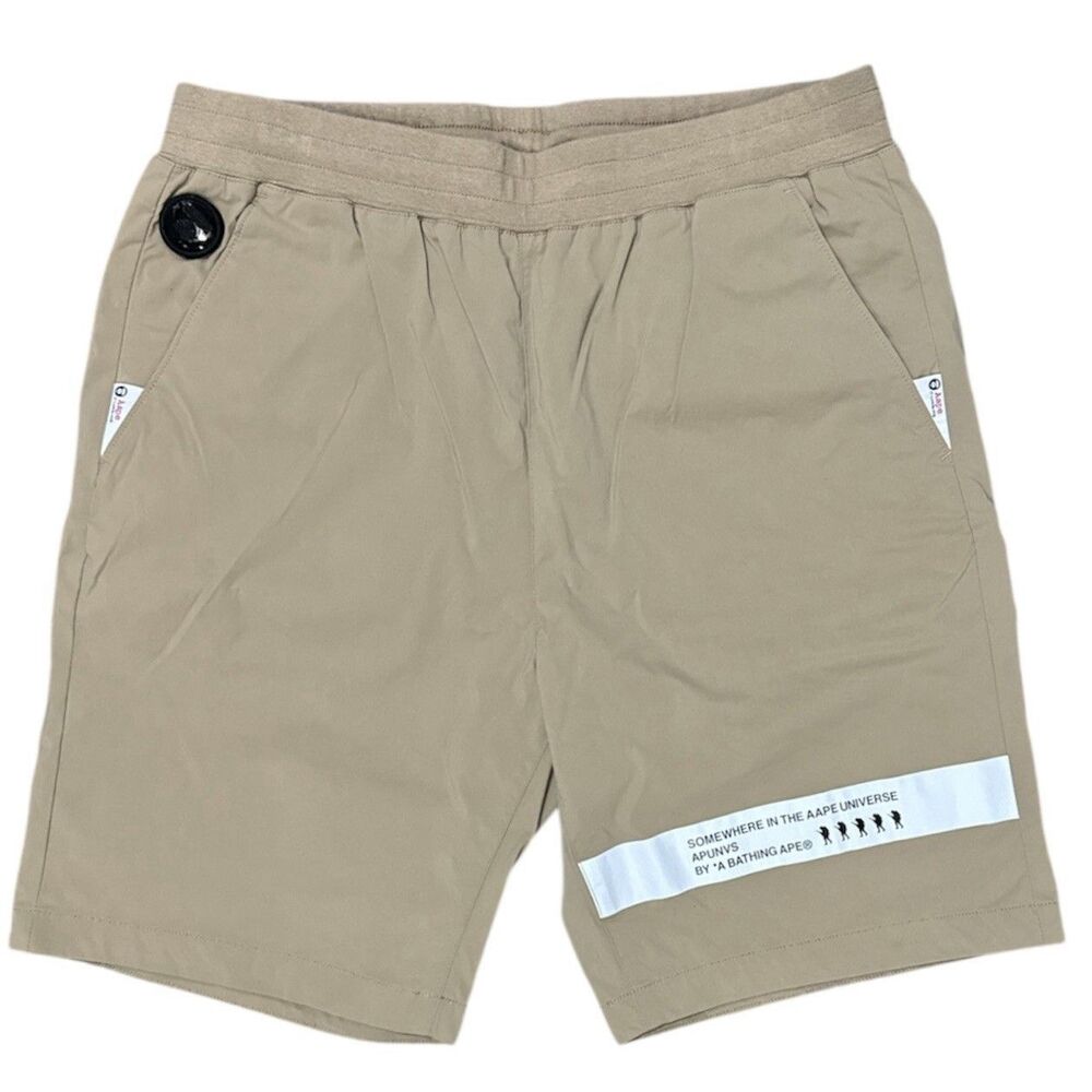 AAPE by A Bathing Ape Shorts Mens M Logo Print Khaki Nylon Cargo Bape Universe